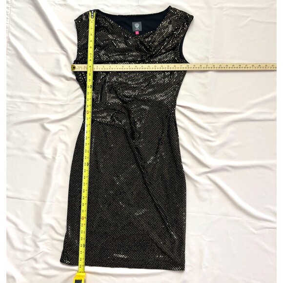 Vince Camuto Gold Sequin Cowl‎ Neck Sleeveless Cocktail Sheath Dress - Size 12 - Picture 4 of 11